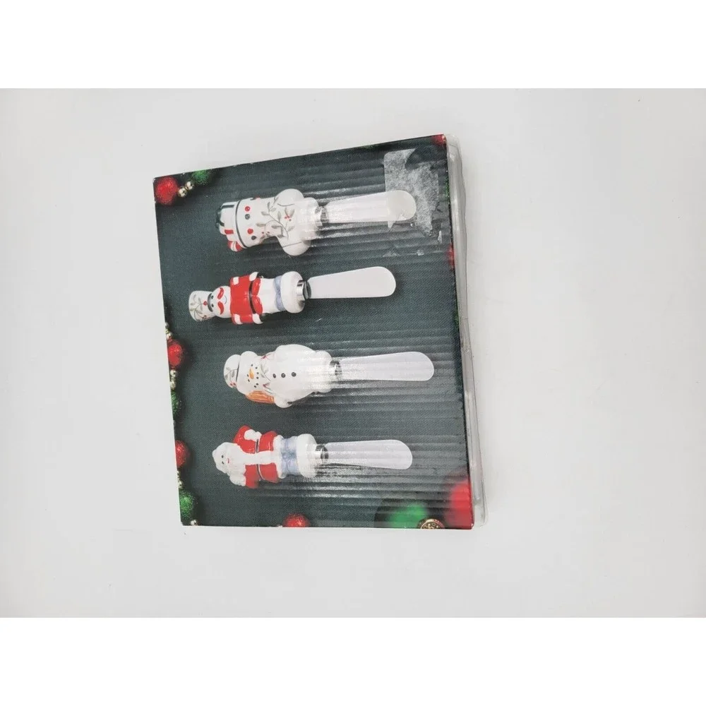 Pfaltzgraff Winterberry‎ Christmas Snowman Santa Spreaders Set of 4 in box